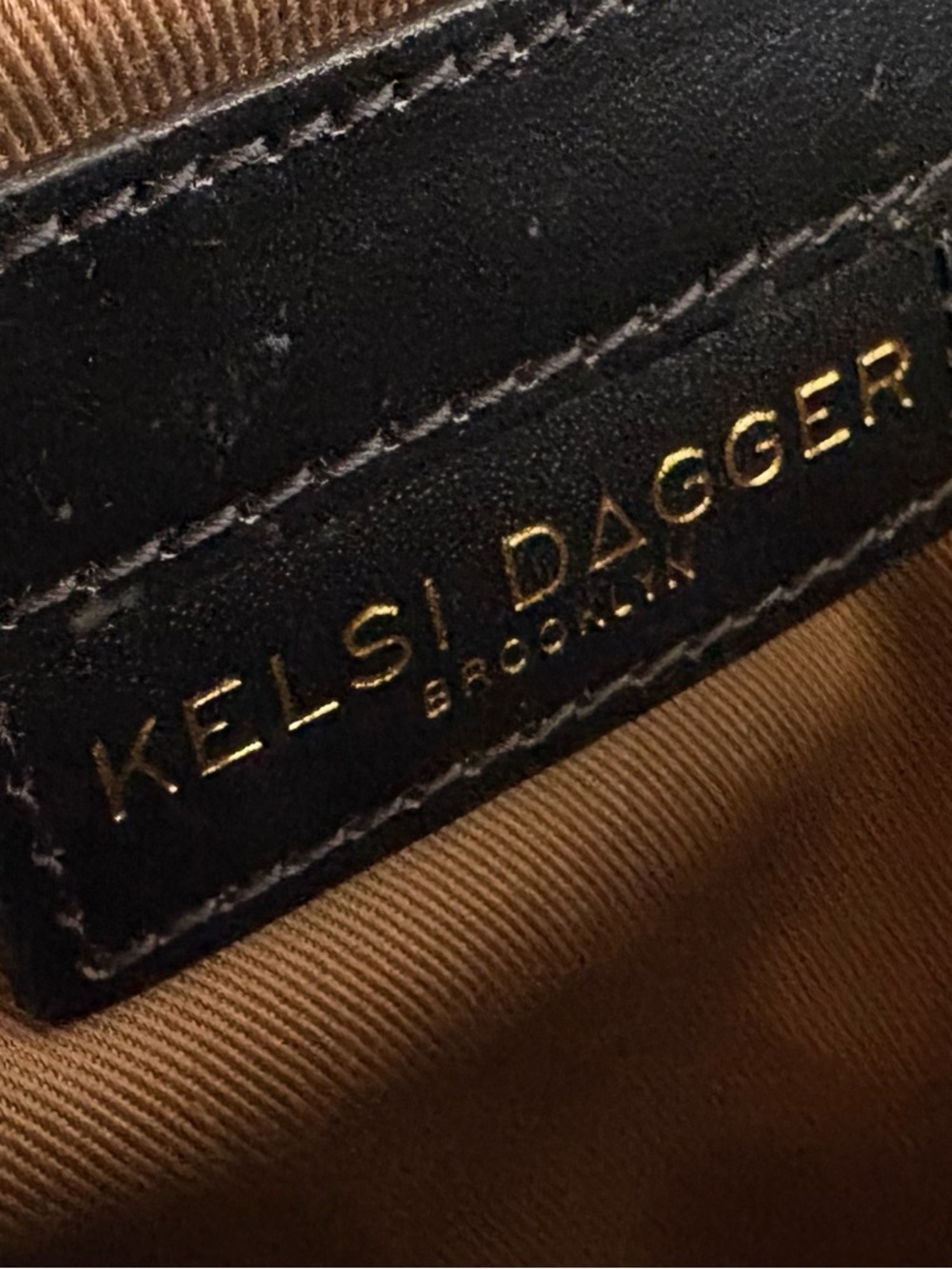 Kelsi Dagger Black Leather Crossbody with Gold Hardware